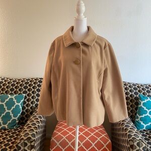 Chico's Arabian Camel Plush Swing Jacket, Peacoat, Size 16